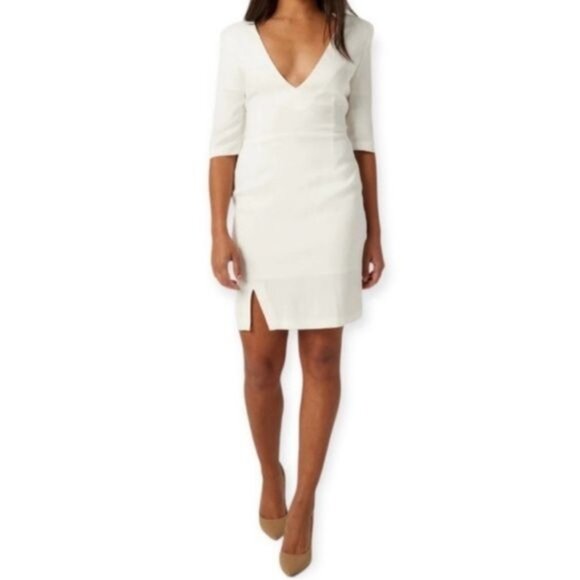NWT Lita by Ciara Womens Ivory V-Neck Sculptural Mini Dress S SMALL - Picture 1 of 6